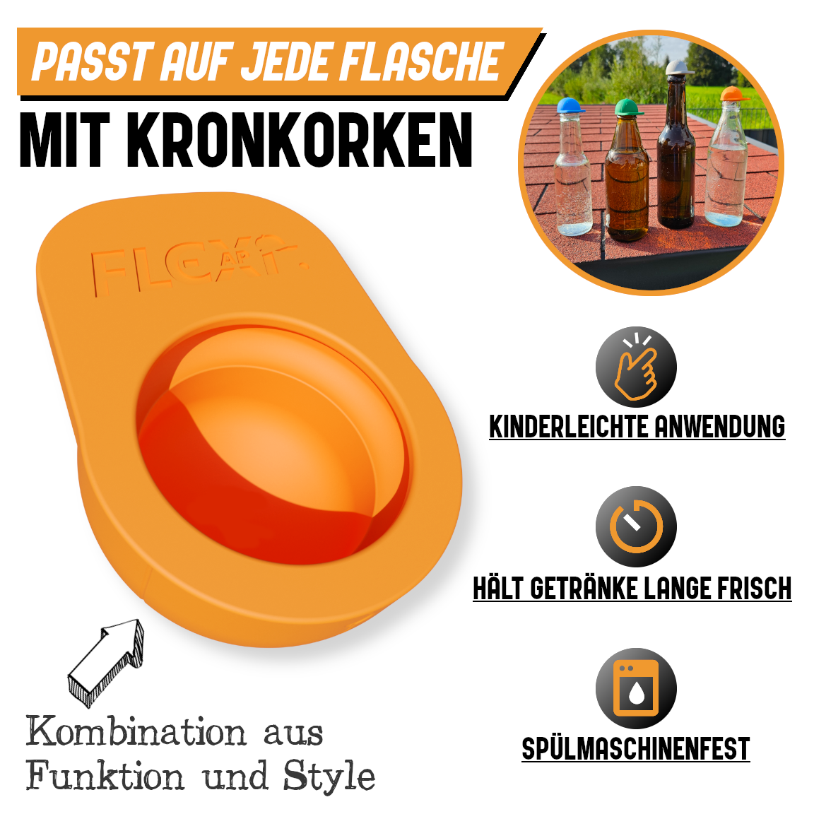 FlexiCap – Flaschenverschluss in Basecap Form, wiederverwendbar und spülmaschinengeeignet