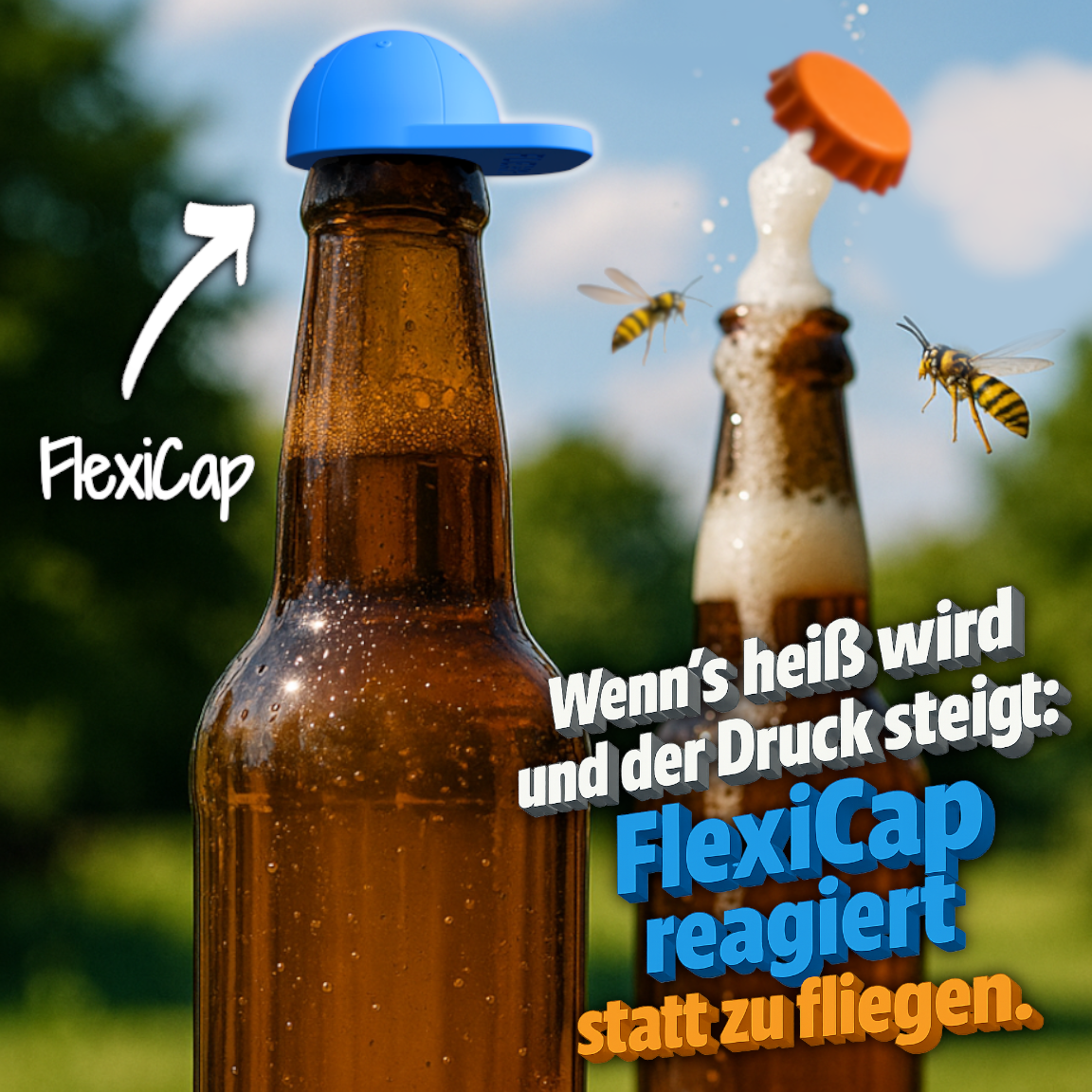 FlexiCap – Flaschenverschluss in Basecap Form, wiederverwendbar und spülmaschinengeeignet