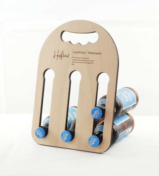 Flaschenhalter aus Buche – große Ausführung, handgemacht in Vorarlberg