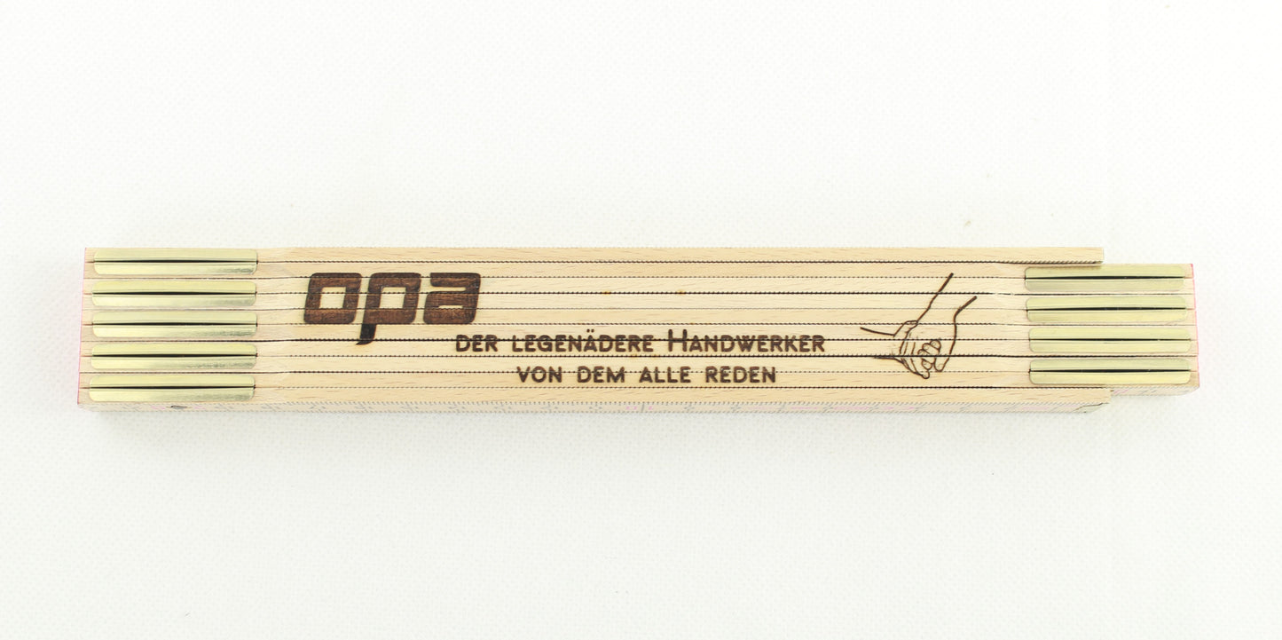 Meterstab mit Gravur – personalisierter Zollstock aus Holz