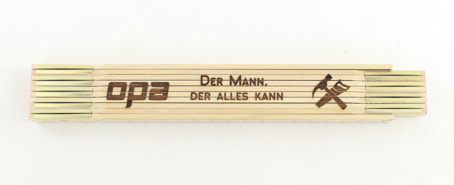 Meterstab mit Gravur – personalisierter Zollstock aus Holz