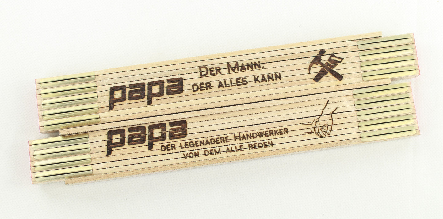 Meterstab mit Gravur – personalisierter Zollstock aus Holz