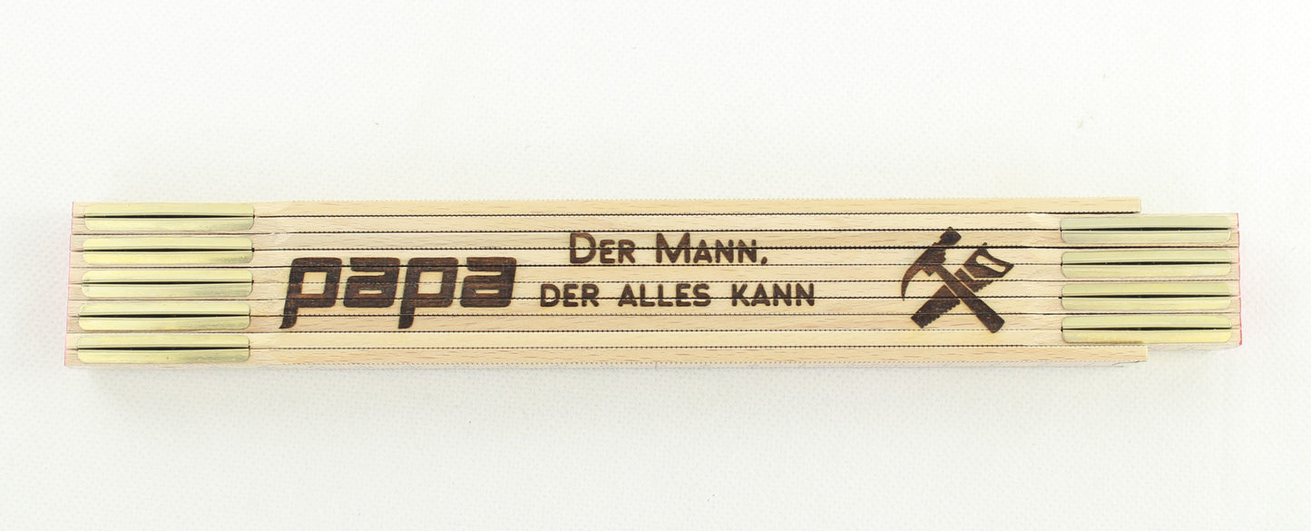 Meterstab mit Gravur – personalisierter Zollstock aus Holz