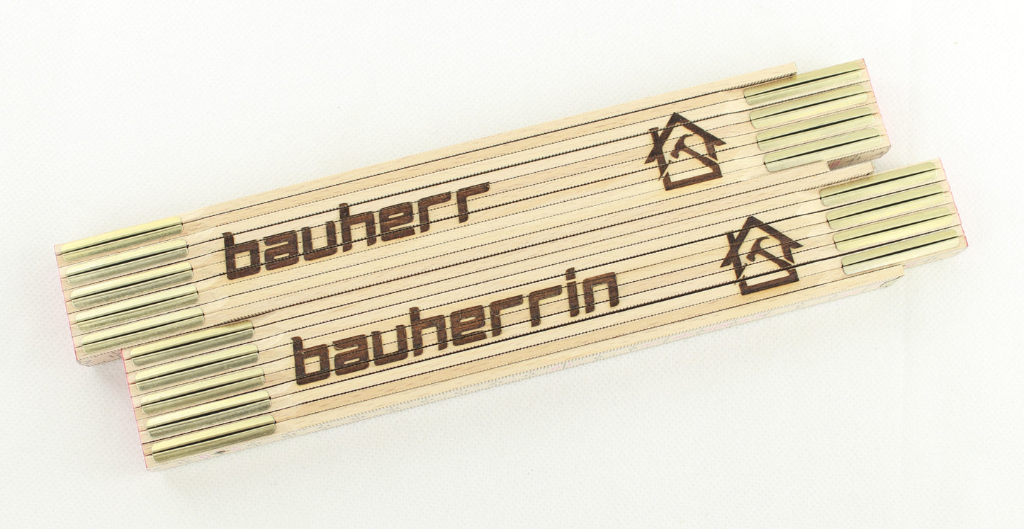 Meterstab mit Gravur – personalisierter Zollstock aus Holz