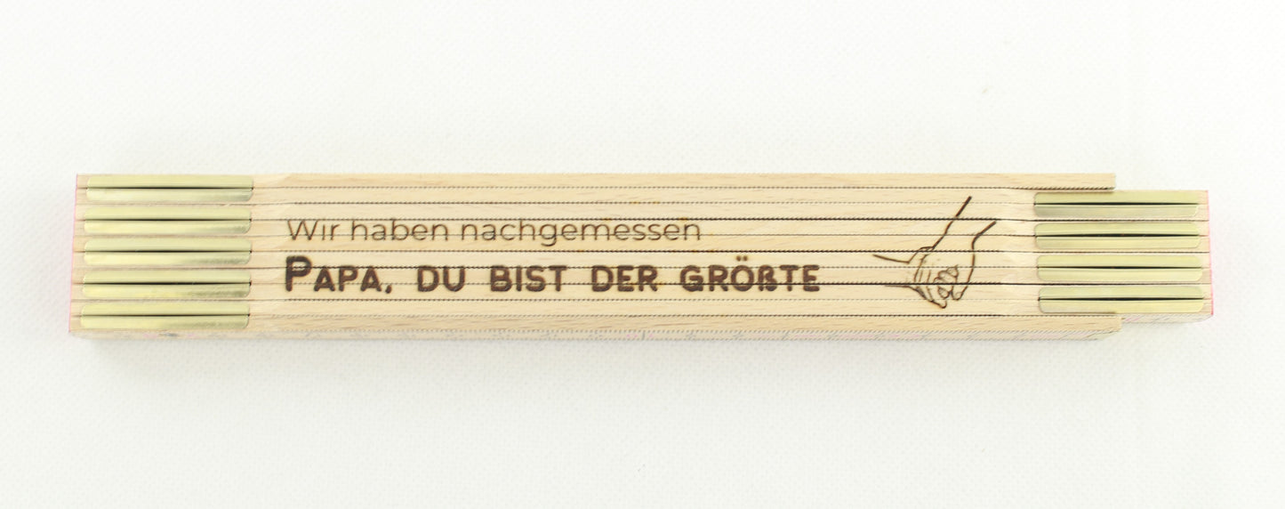 Meterstab mit Gravur – personalisierter Zollstock aus Holz