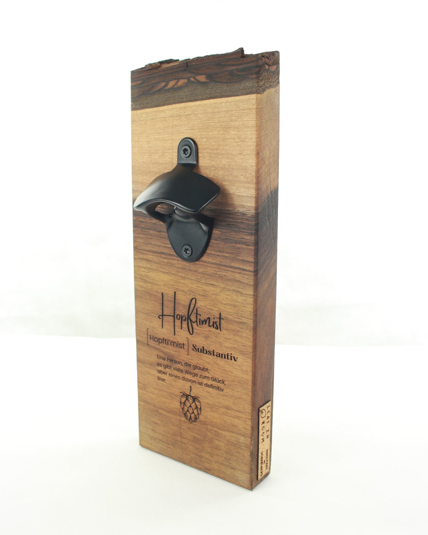 Wand Flaschenöffner aus Massivholz mit Magnet, handgefertigt in Vorarlberg