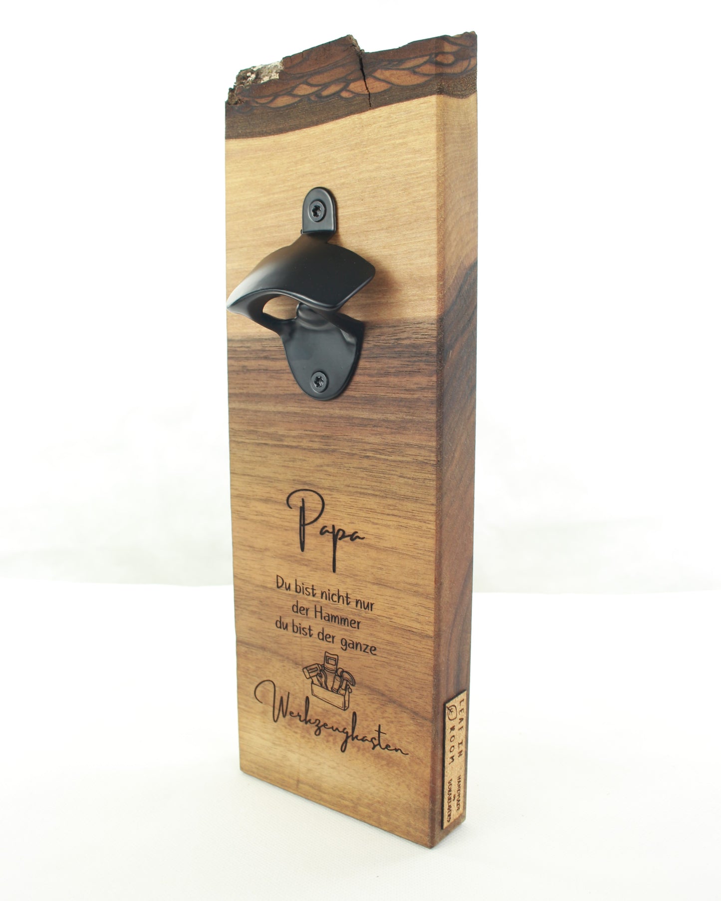 Wand Flaschenöffner aus Massivholz mit Magnet, handgefertigt in Vorarlberg